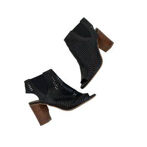 Steve Madden Black Perforated Peep-Toe Booties